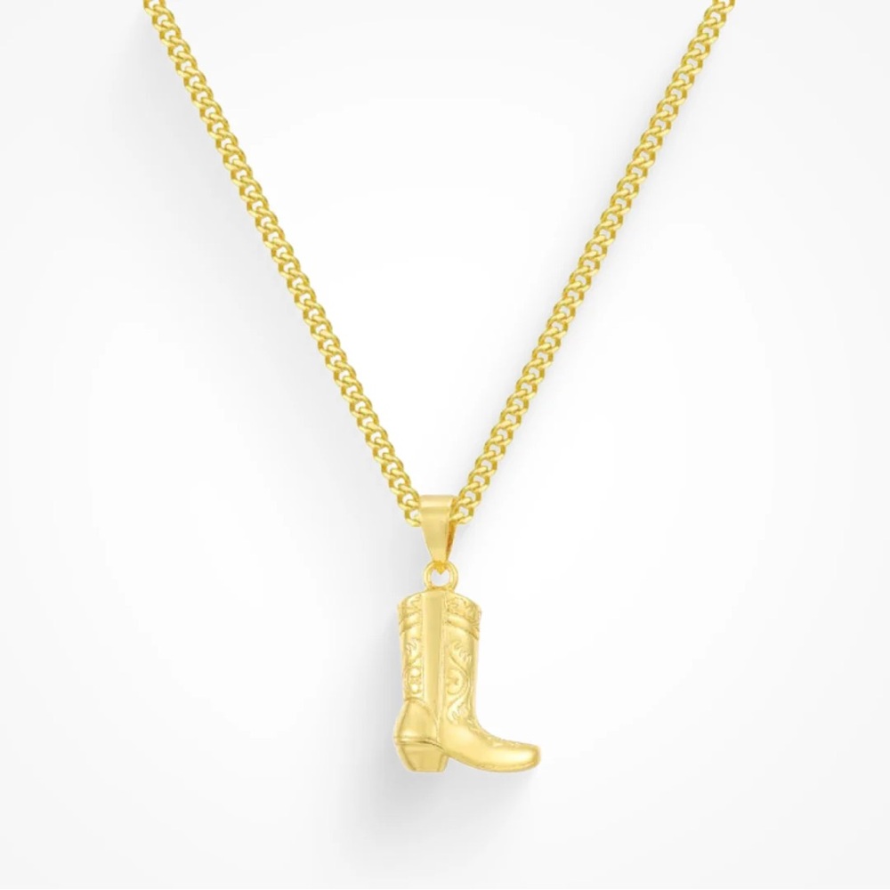 Gold Boot Pendant Necklace